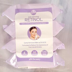 Glo Age Defying Retinol Facial Cleansing Wipes 120 Ct Makeup Remover New